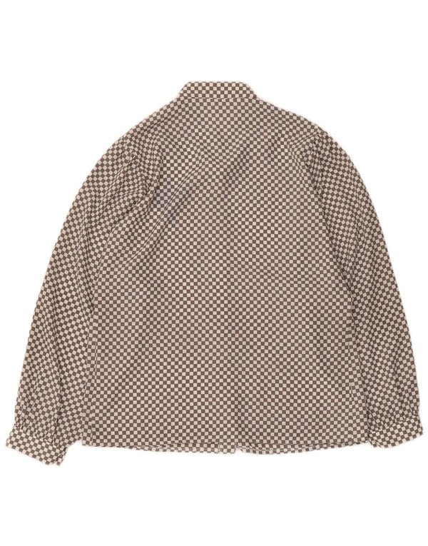 Vintage dameskjorte bluse UK 16 Stor grå geometrisk polyester