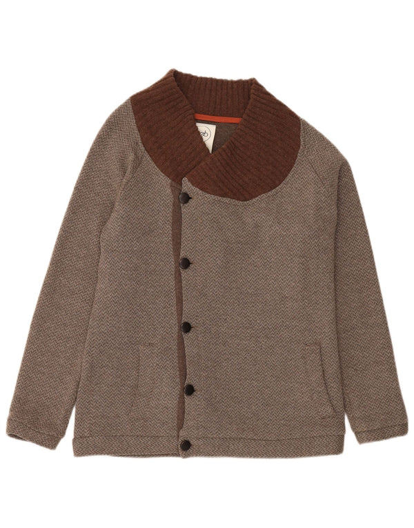 Vintage herre cardigan sweater mellemgrå Chevron bomuld