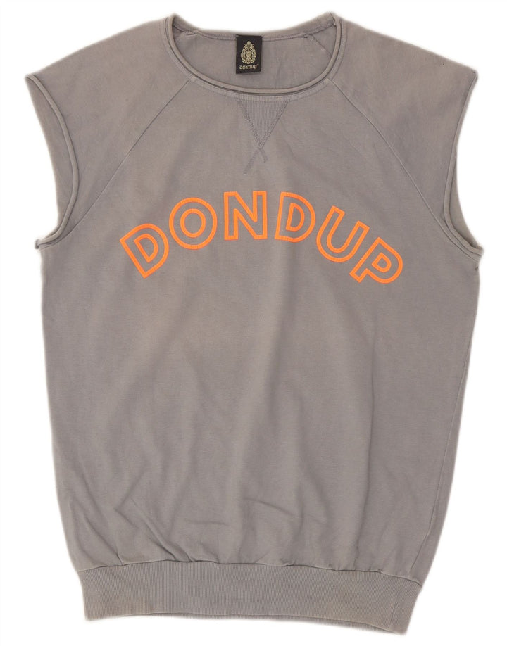 Dondup Herre Grafisk Ærmeløs Sweatshirt Jumper Medium Grå Bomuld