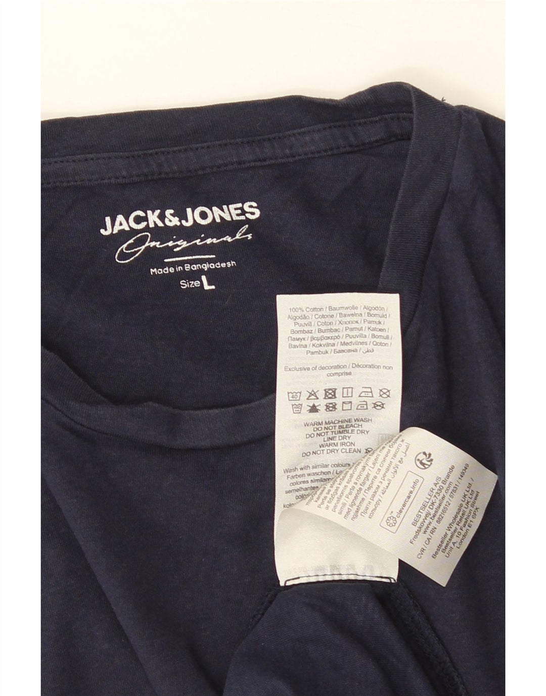 JACK & JONES Herre T-shirt Top Stor marineblå bomuld