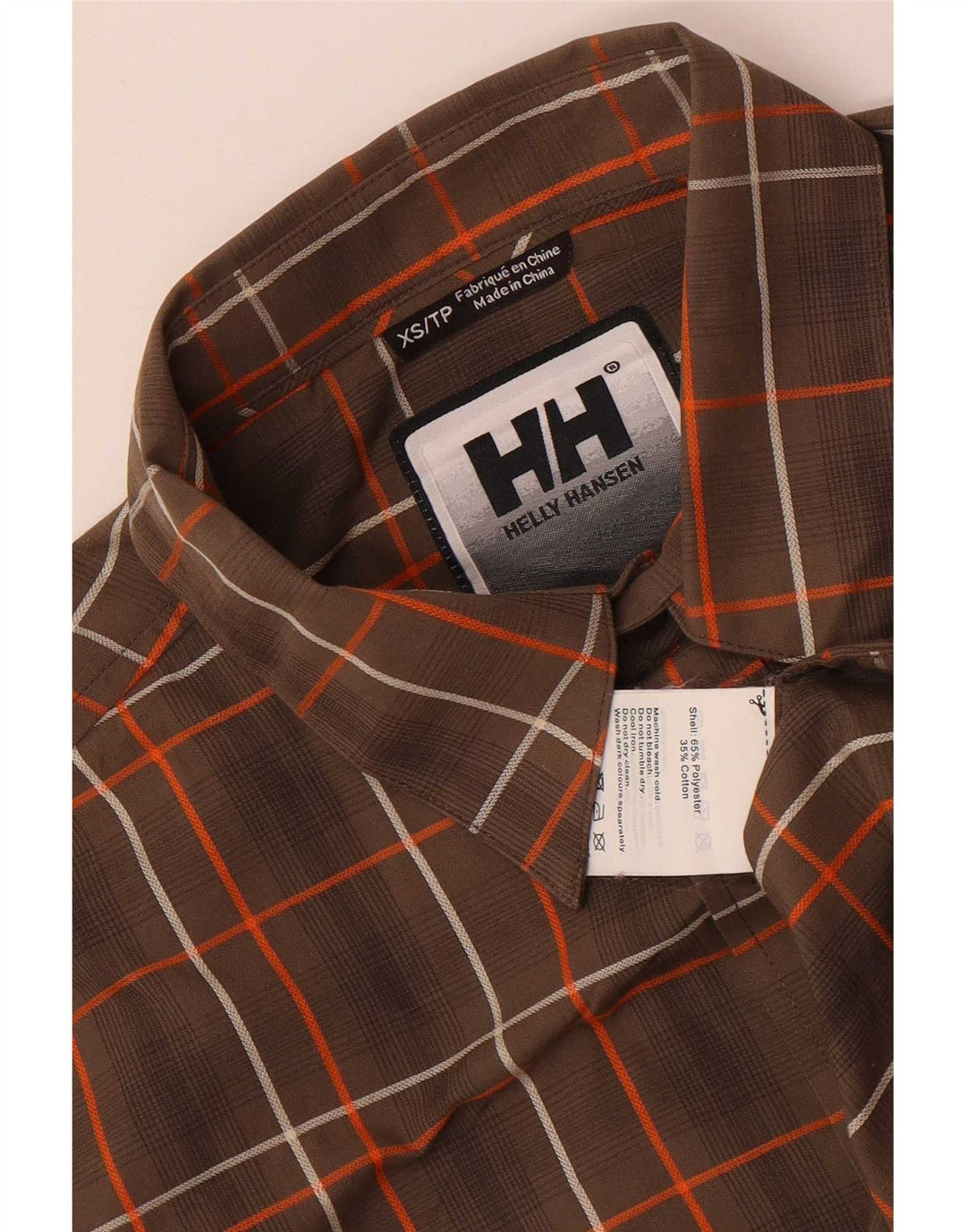 Helly Hansen Herre kortærmet skjorte XS brun ternet polyester