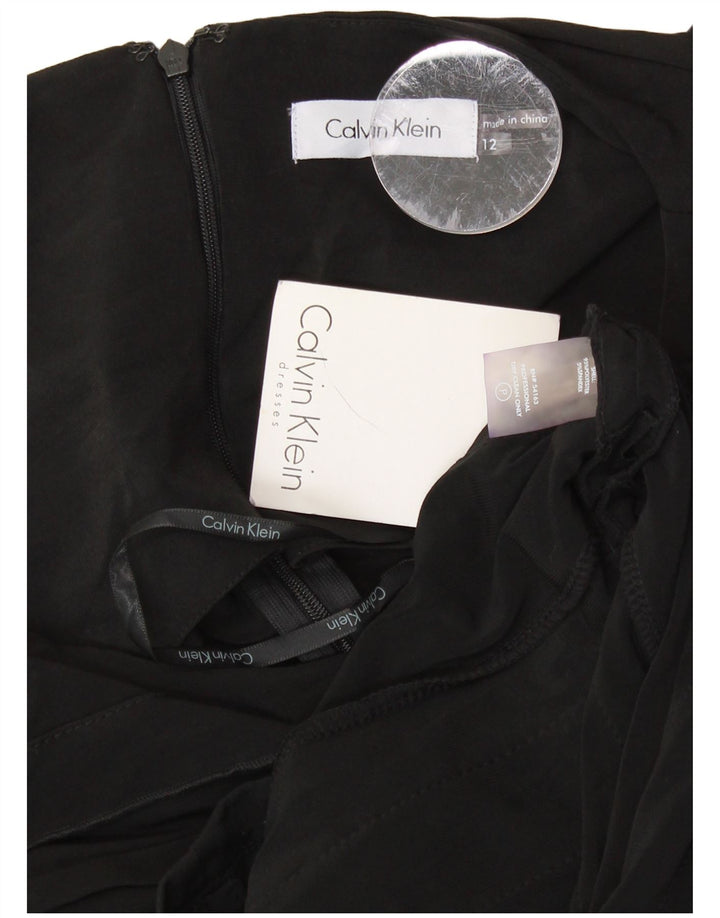 CALVIN KLEIN Dame Ærmeløs Skede Kjole US 12 Stor Sort Polyester