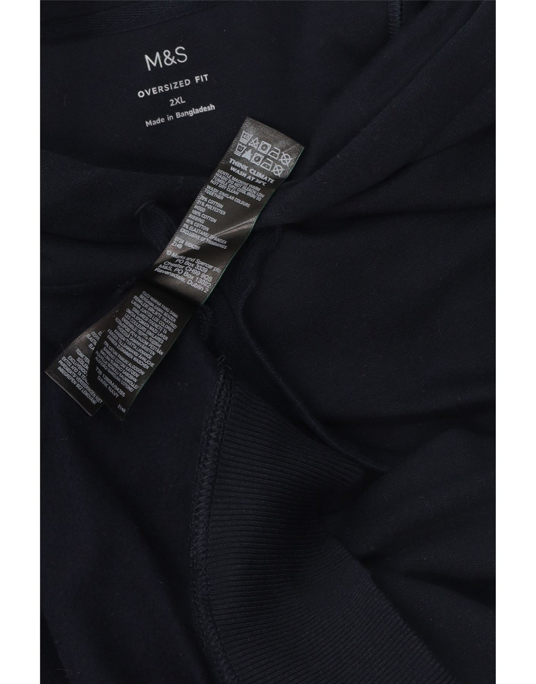 MARKS & SPENCER Herre oversized hættetrøje 2XL marineblå bomuld