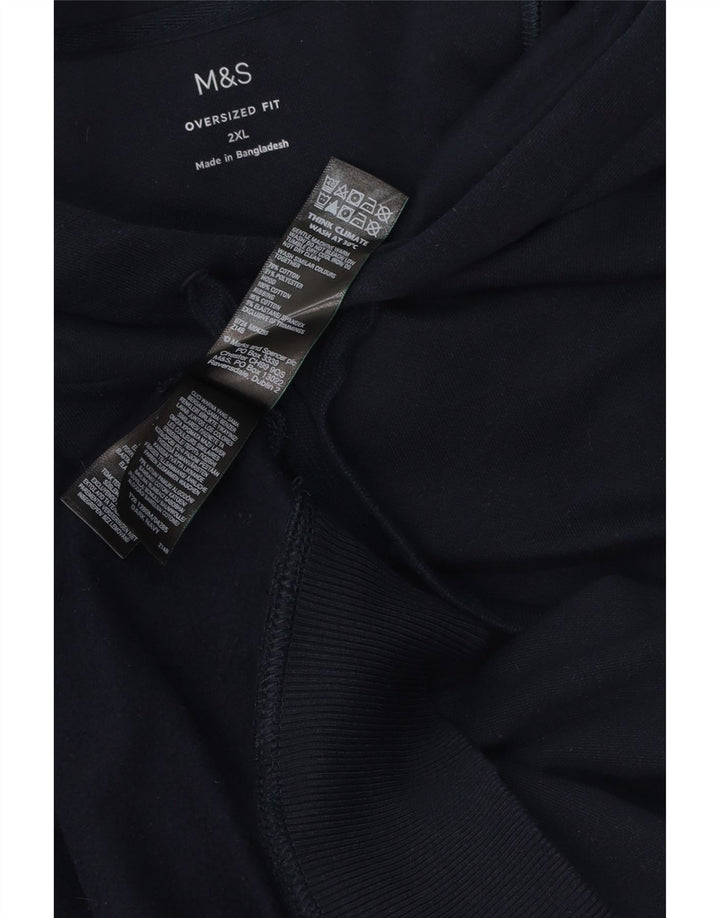 MARKS & SPENCER Herre oversized hættetrøje 2XL marineblå bomuld