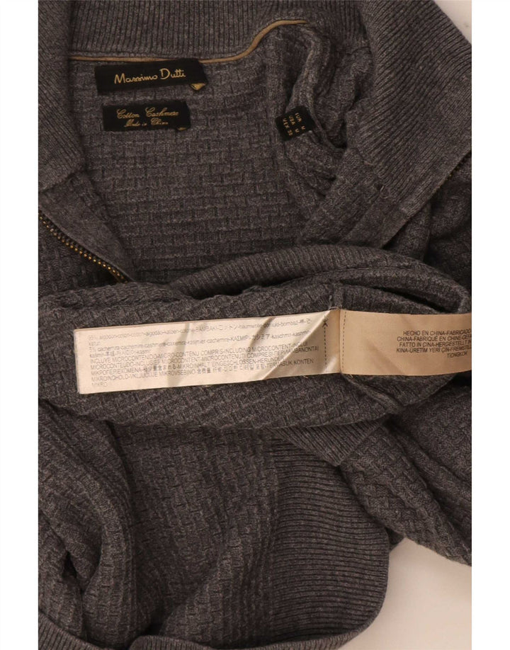 Massimo Dutti Herre Zip Neck Jumper Sweater Medium Grå Bomuld
