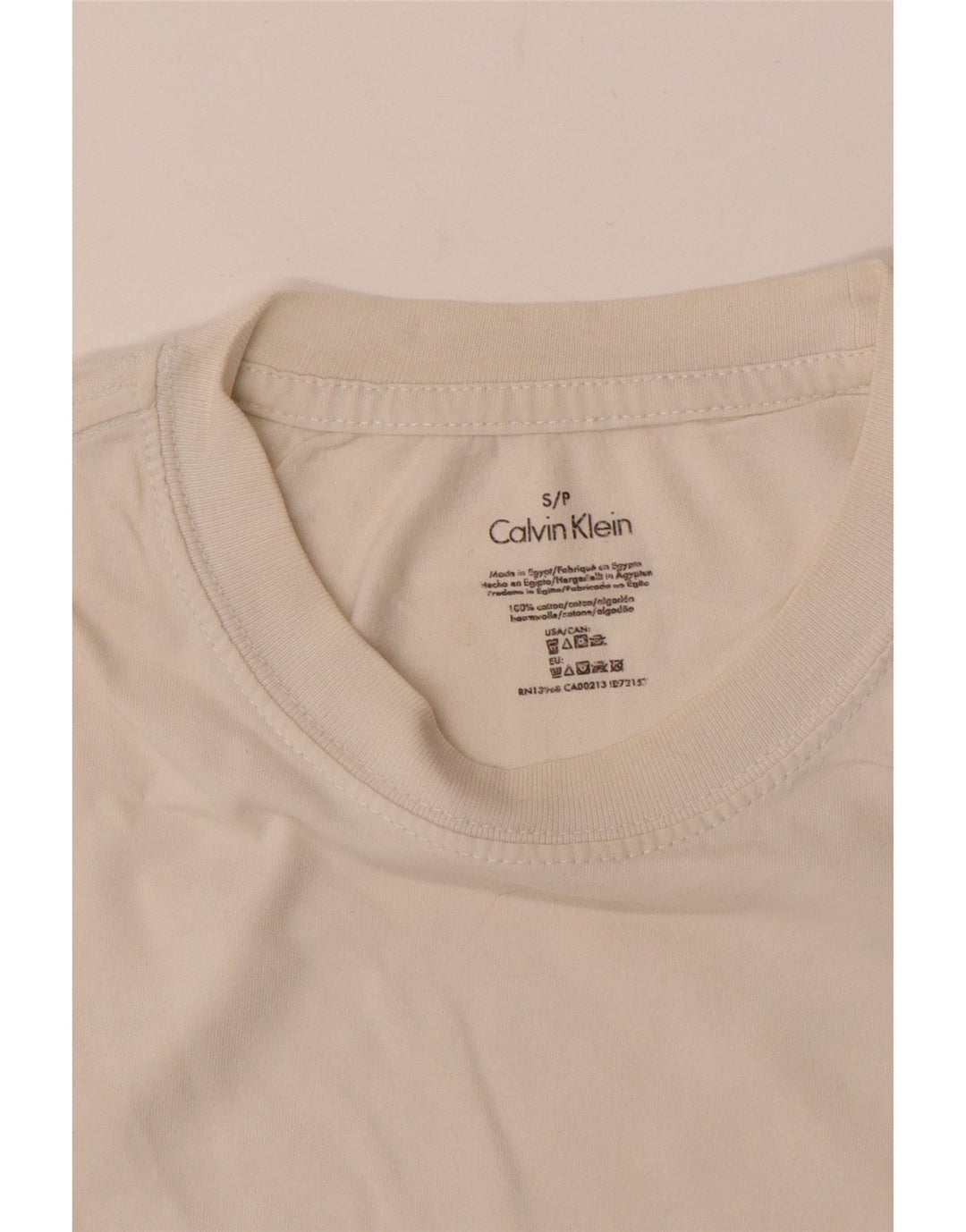 CALVIN KLEIN Herre T-shirt Top Small Off White Bomuld