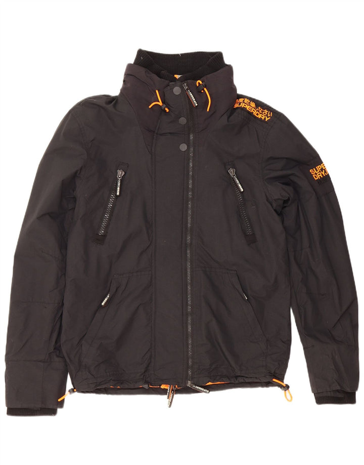 Superdry Windbreaker Jacket til kvinder UK 16 Stor sort nylon