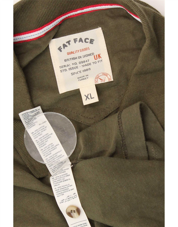 Fat Face Herre poloshirt XL Khaki Stribet Bomuld