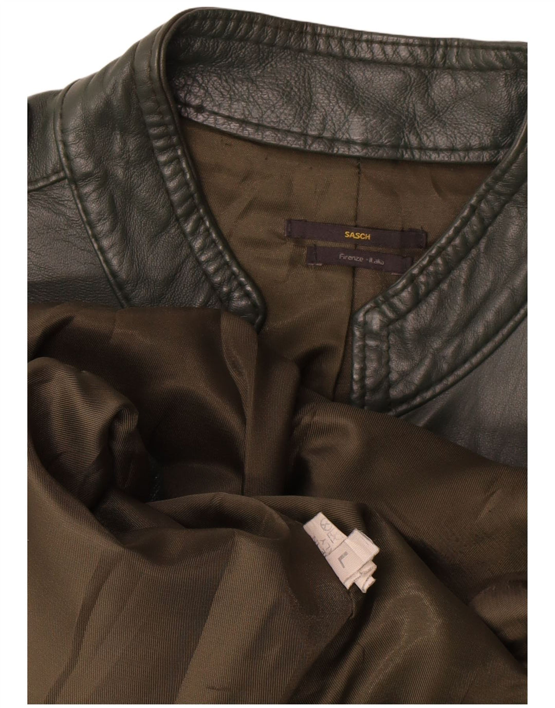 Sasch Womens Military Crop Læderjakke UK 14 Large Green