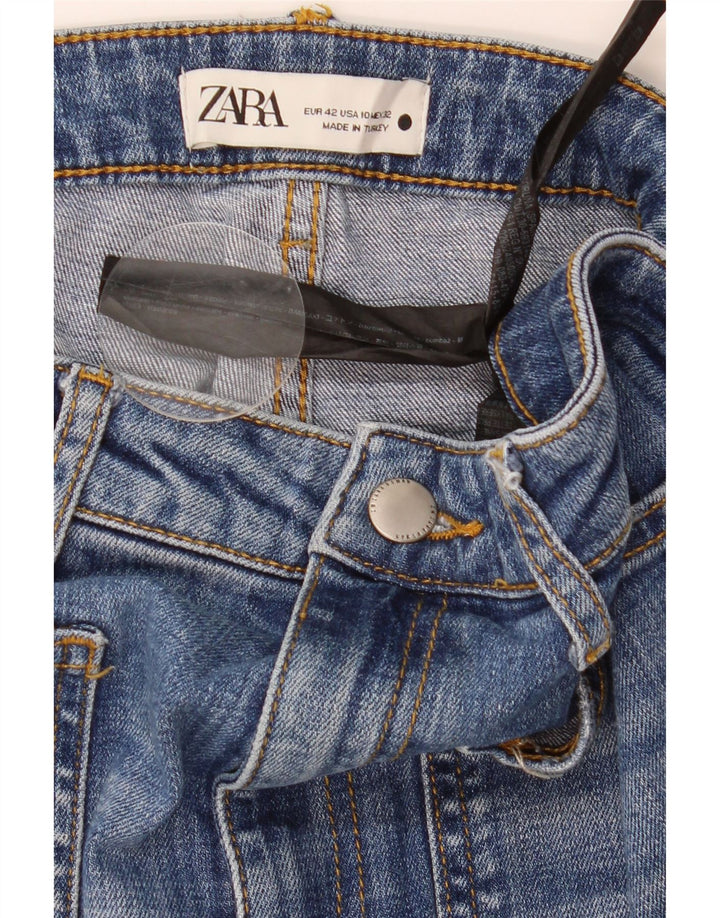 ZARA Straight Jeans til kvinder EU 42 Large W32 L27 Blå Bomuld