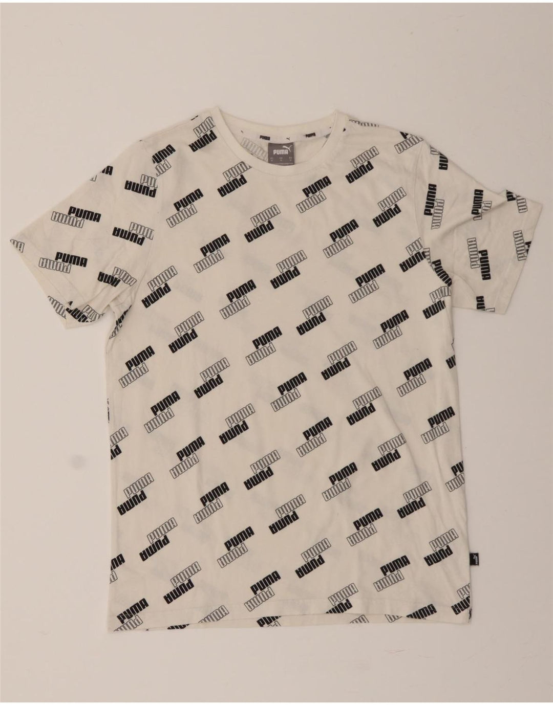 PUMA Mens Graphic T-Shirt Top Medium Off White Cotton Vintage Puma and Second-Hand Puma from Messina Hembry 