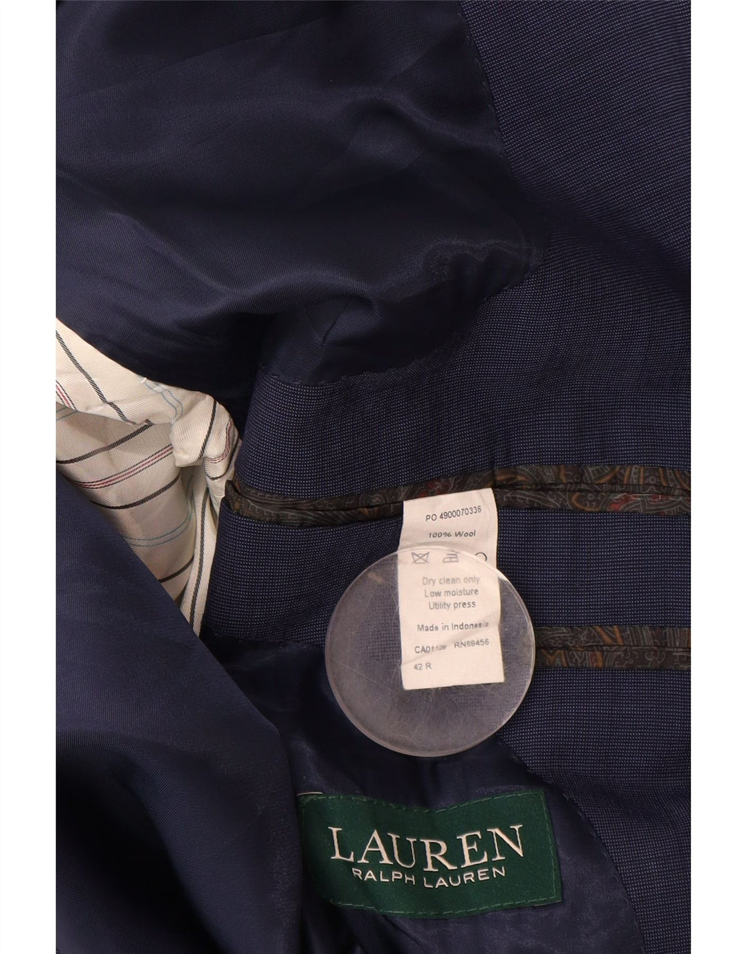 RALPH LAUREN Herre 2-knaps blazerjakke UK 42 XL Marineblå Uld