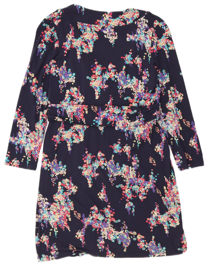 BODEN Womens Petite 3/4 Sleeve Basic Dress UK 14 Large Navy Blue Floral
