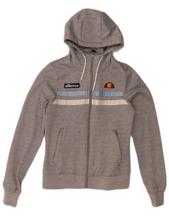 ELLESSE Boys Graphic Zip Hoodie Sweater 7-8 Years Grey Polyester