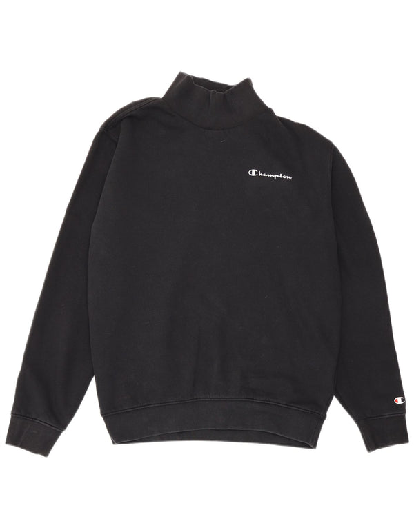 Champion Womens Oversized Sweatshirt Jumper UK 10 Small Black Bomuld