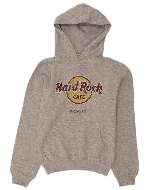 Hard Rock Cafe Dame Prag Hoodie Jumper UK 10 Small Grey Flecked