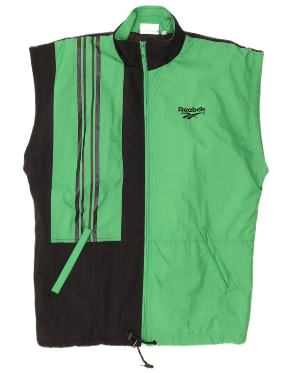 Reebok Herre Loose Fit Gilet UK 40 Large Green Colourblock Nylon
