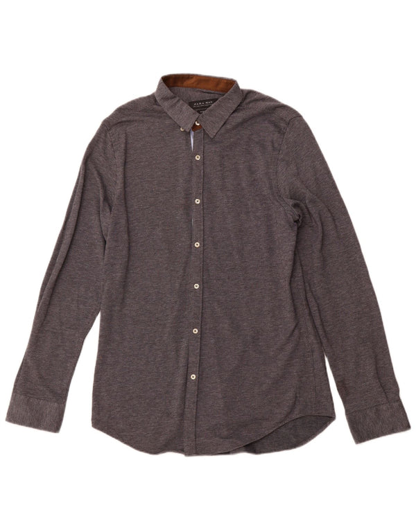 ZARA Slim Fit skjorte til mænd, stor marineblå plettet