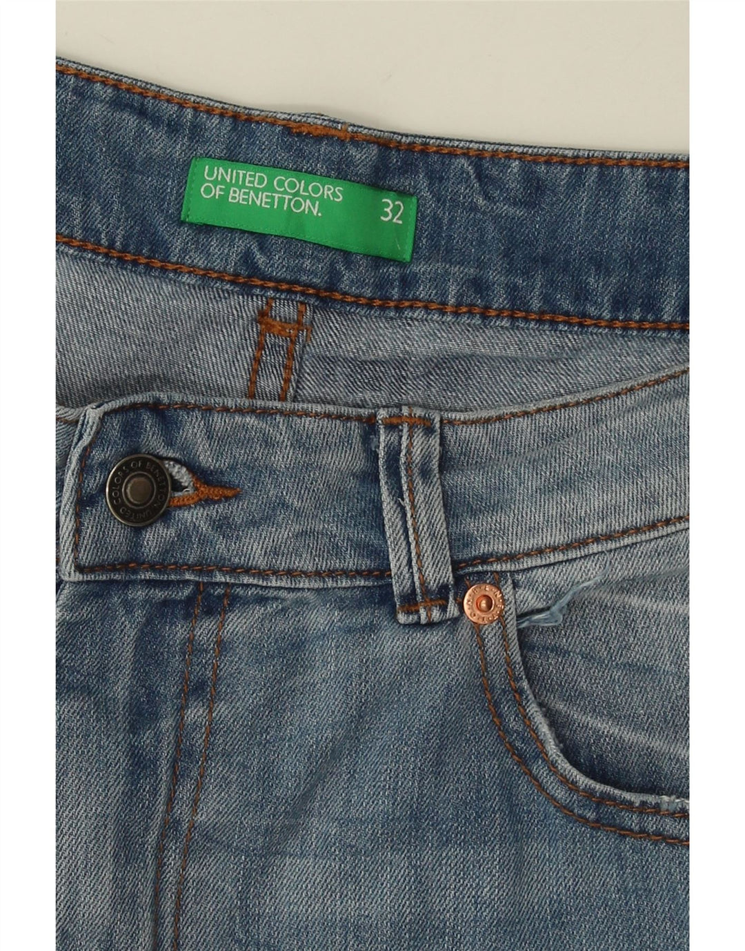 BENETTON Denim Shorts til mænd W32 Medium Blue