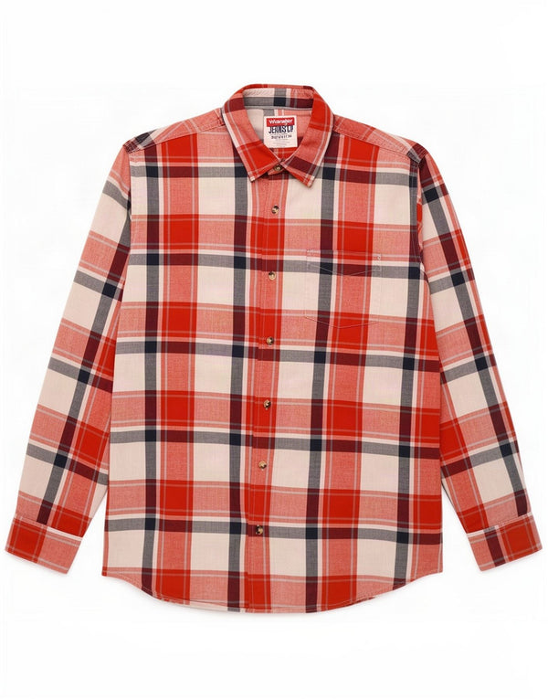 Wrangler Mens Shirt Medium Red Check Cotton
