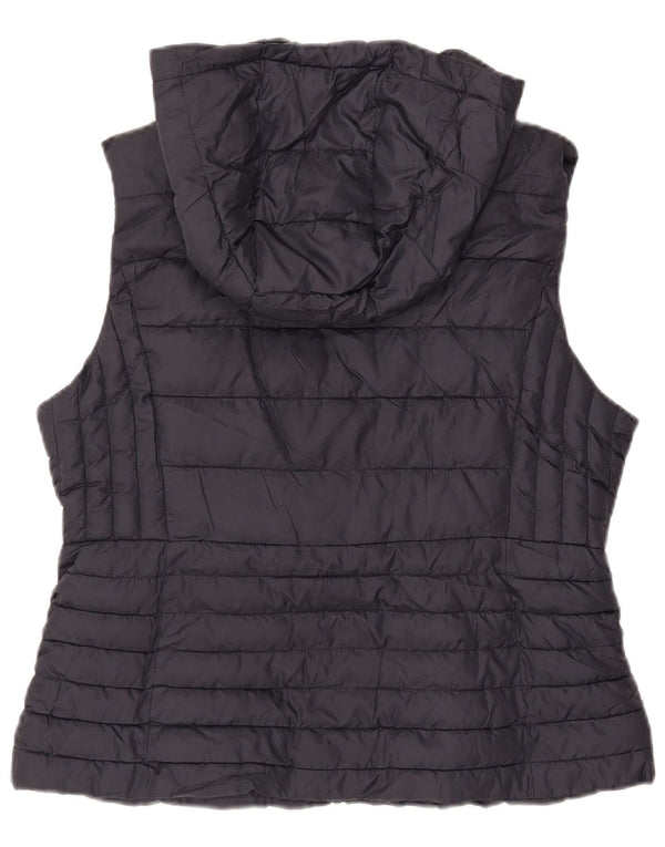 ZARA Dame hætte polstret Gilet UK 18 XL Navy Blue Polyester
