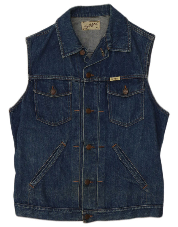 Spitfire Herre Denim Gilet UK 38 Medium Navy Blue
