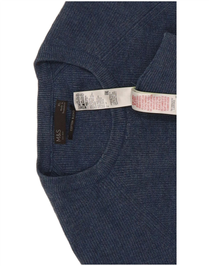 Marks & Spencer Herre sweater med rund hals XL blå polyester
