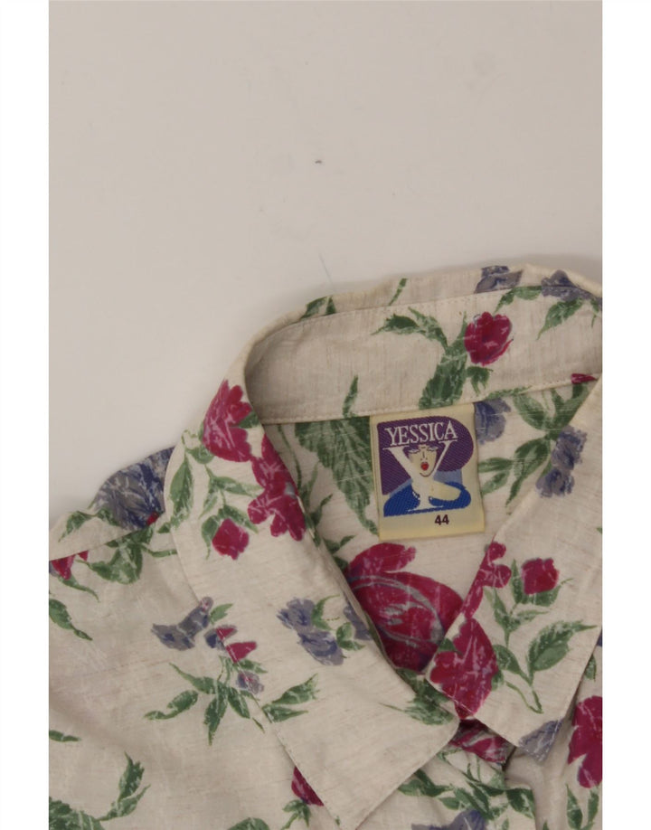 YESSICA Womens Shirt Blouse IT 44 Medium Beige Floral Viscose Vintage Yessica and Second-Hand Yessica from Messina Hembry 