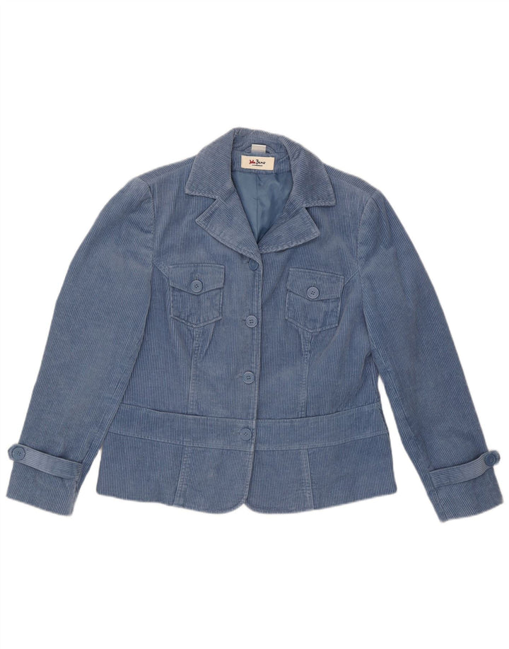 John Baner Damefløjlsjakke UK 16 Large Blue Cotton
