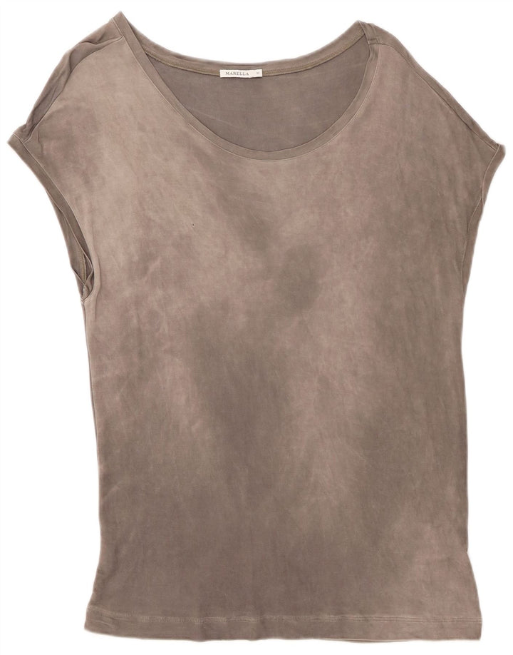 Marella Dame T-Shirt Top UK 14 Medium Grå Viscose