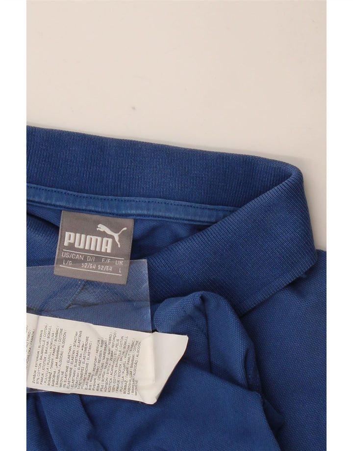PUMA Grafisk poloshirt til mænd, stor blå bomuld