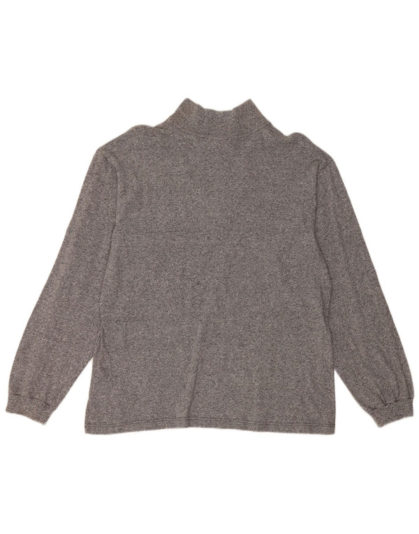 Asics Herre Zip Neck Jumper Sweater Medium Grey Flecked Bomuld