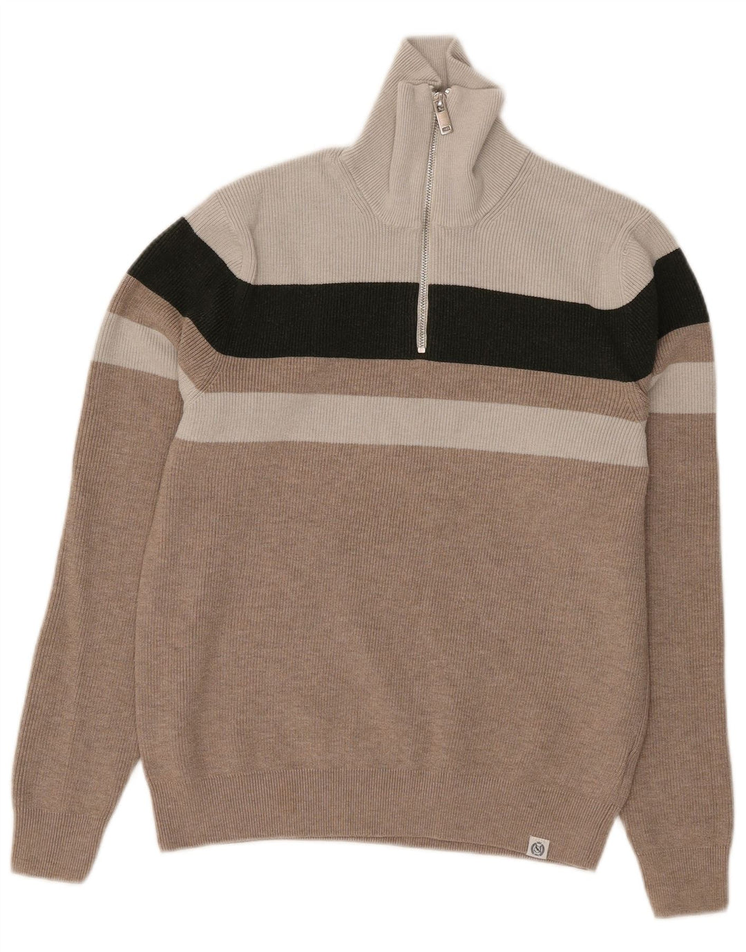 Marks & Spencer dame sweater med lynlås-hals UK 10 lille grå farveblok