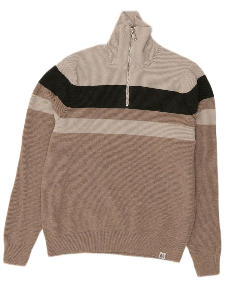 Marks & Spencer dame sweater med lynlås-hals UK 10 lille grå farveblok