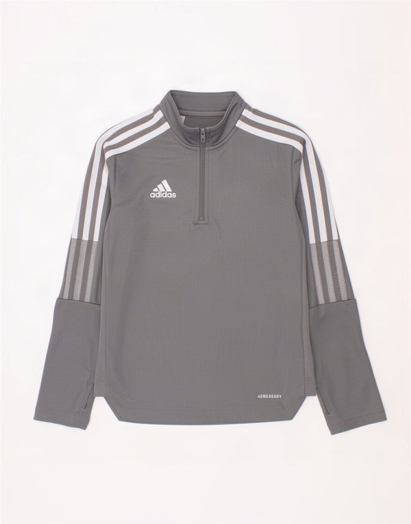 Adidas Boys Aeroready Pullover med lynlås-hals træningsdragt Top 7-8 år Grå