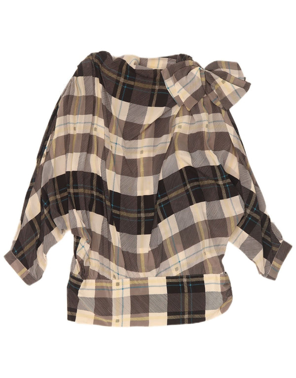 Vintage damebluse i overstørrelse IT 42 Medium Flerfarvet ternet silke