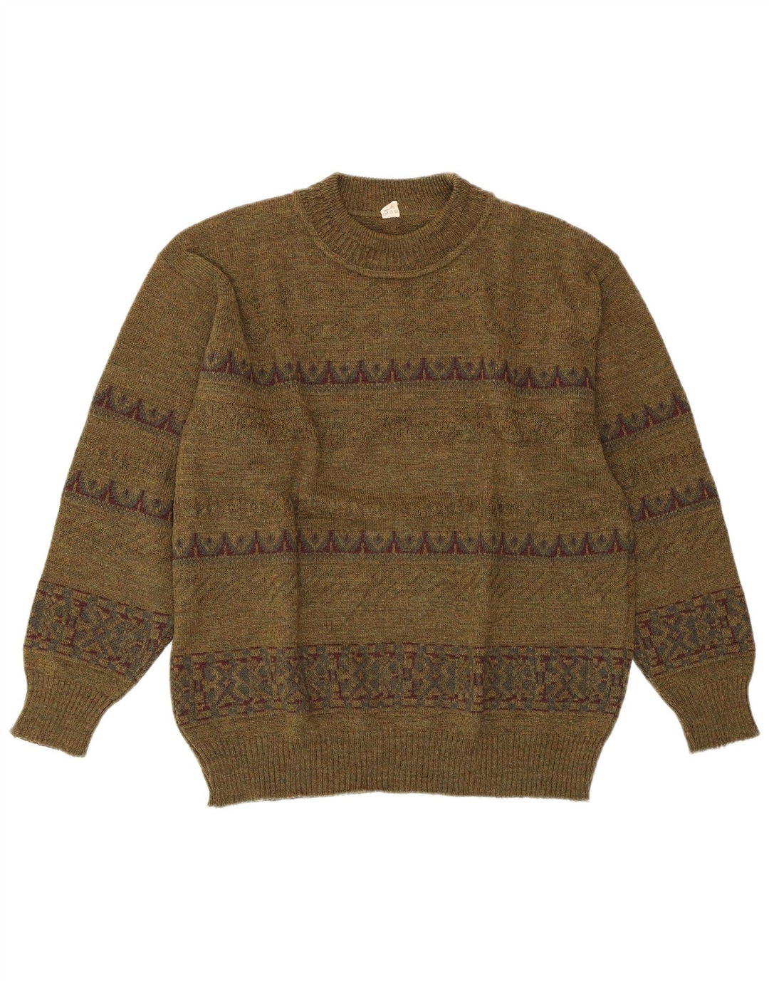 VINTAGE Dame sweater med rund hals IT 52 2XL Grøn Geometrisk