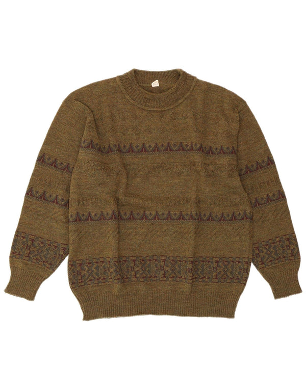 VINTAGE Dame sweater med rund hals IT 52 2XL Grøn Geometrisk