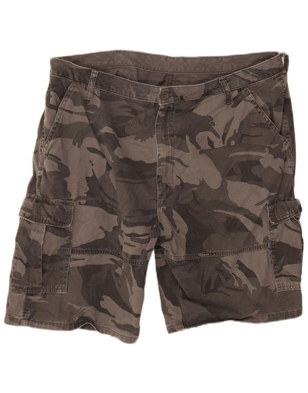 Vintage herre Regular Fit Cargo Shorts W40 XL Grå Camouflage Bomuld