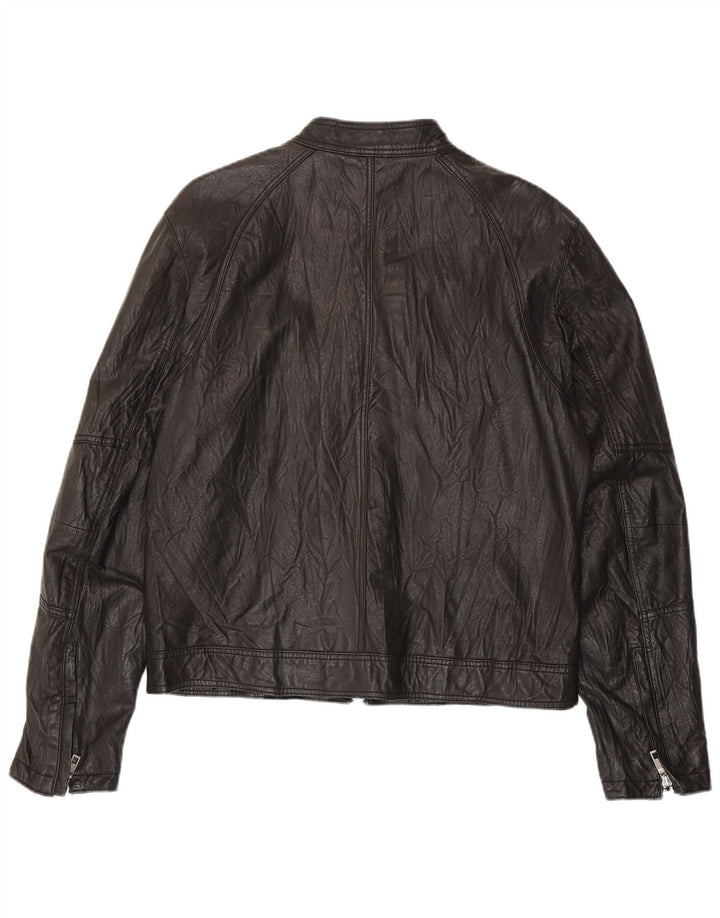 Vintage Bomber læderjakke til mænd IT 52 XL sort læder