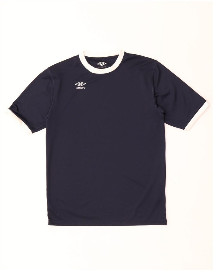 Umbro Herre T-Shirt Top Small Navy Blue Colourblock Polyester