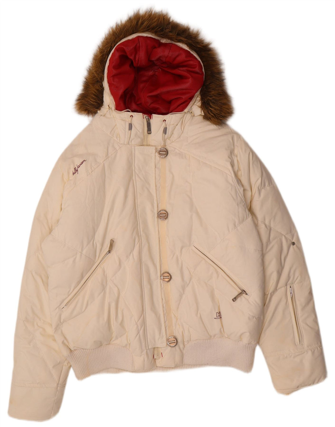 Helly Hansen Polstret hættejakke til kvinder UK 18 XL Off White Nylon