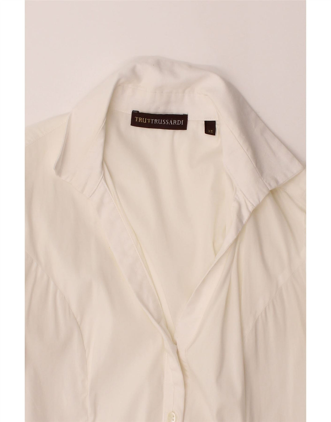 TRUSSARDI Womens Pullover Shirt UK 6 XS White Cotton Vintage Trussardi and Second-Hand Trussardi from Messina Hembry 