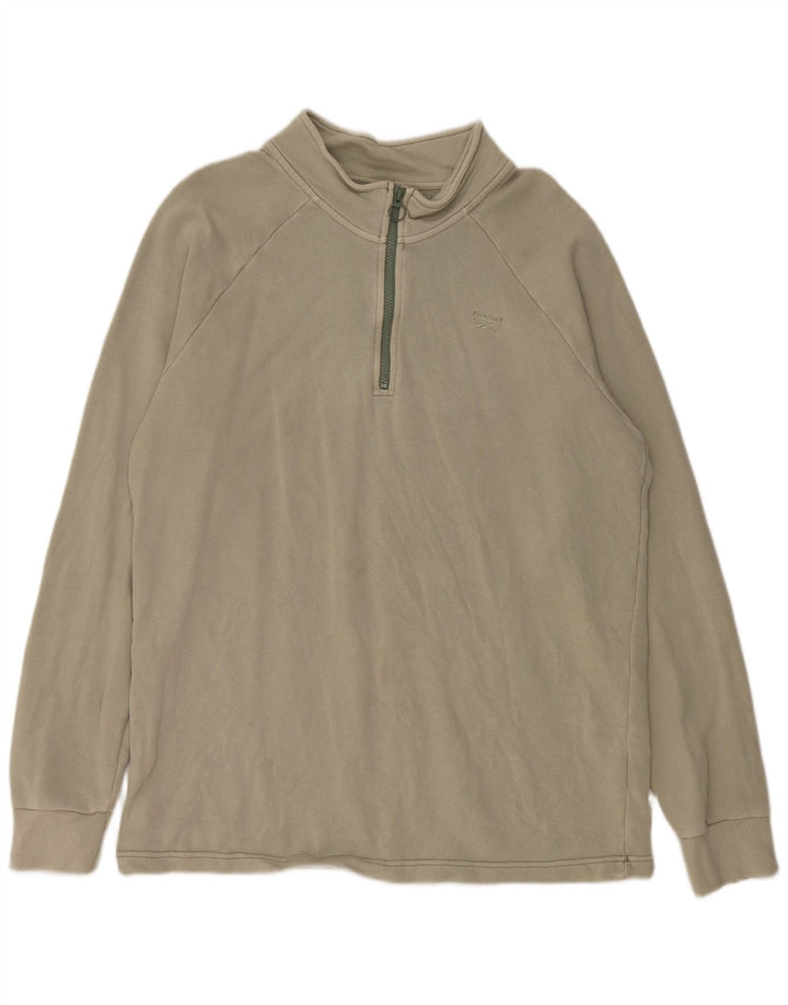 REEBOK Sweatshirt med lynlås til mænd, stor Khaki Bomuld