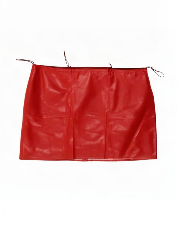 Max & Co. Dame imiteret læder mininederdel UK 10 Small W30 rød polyester