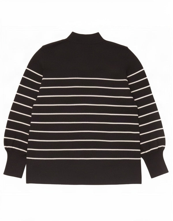 Marks & Spencer Dame Turtle Neck Jumper Sweater UK 18 XL Sort Stribet
