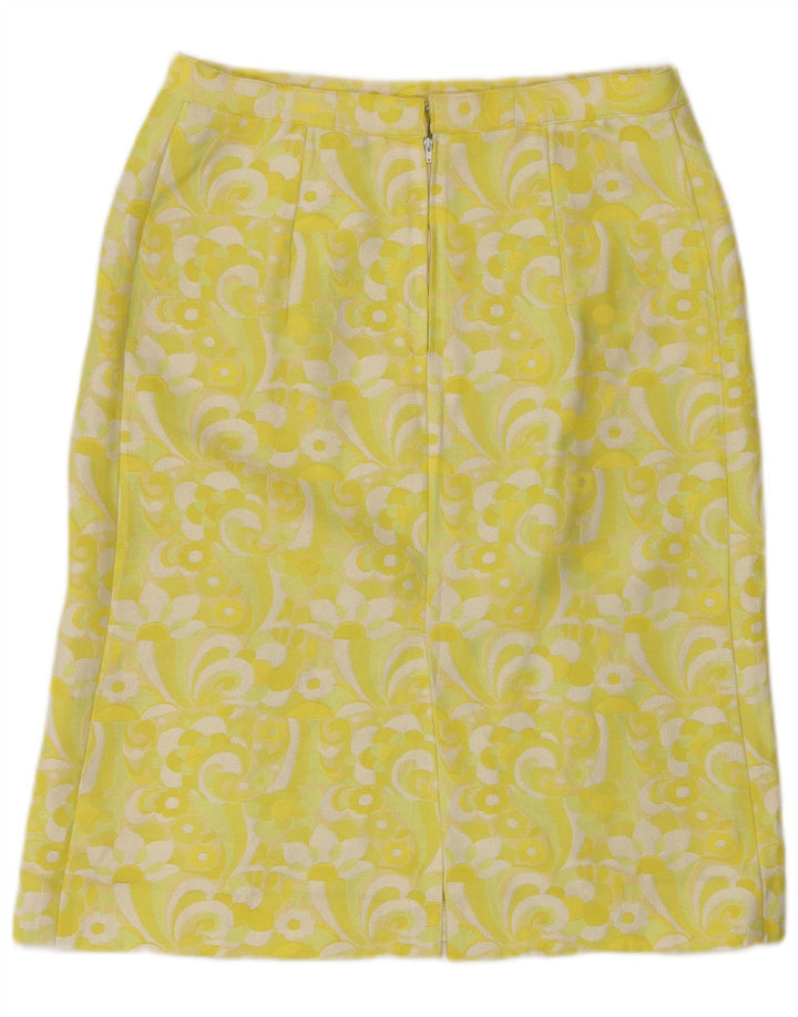 Vintage lige nederdel til kvinder W30 Medium Yellow Floral