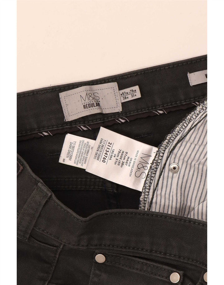 Marks & Spencer Stretch Regular Straight Jeans til mænd W38 L31 Grå Bomuld