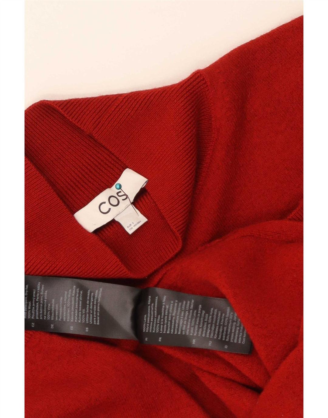 Cos Dame 3/4 ærmet oversize jumperkjole UK 10 Lille rød uld