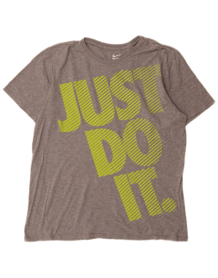 Nike Herre Athletic Cut Grafisk T-Shirt Top Stor Grå Flecked